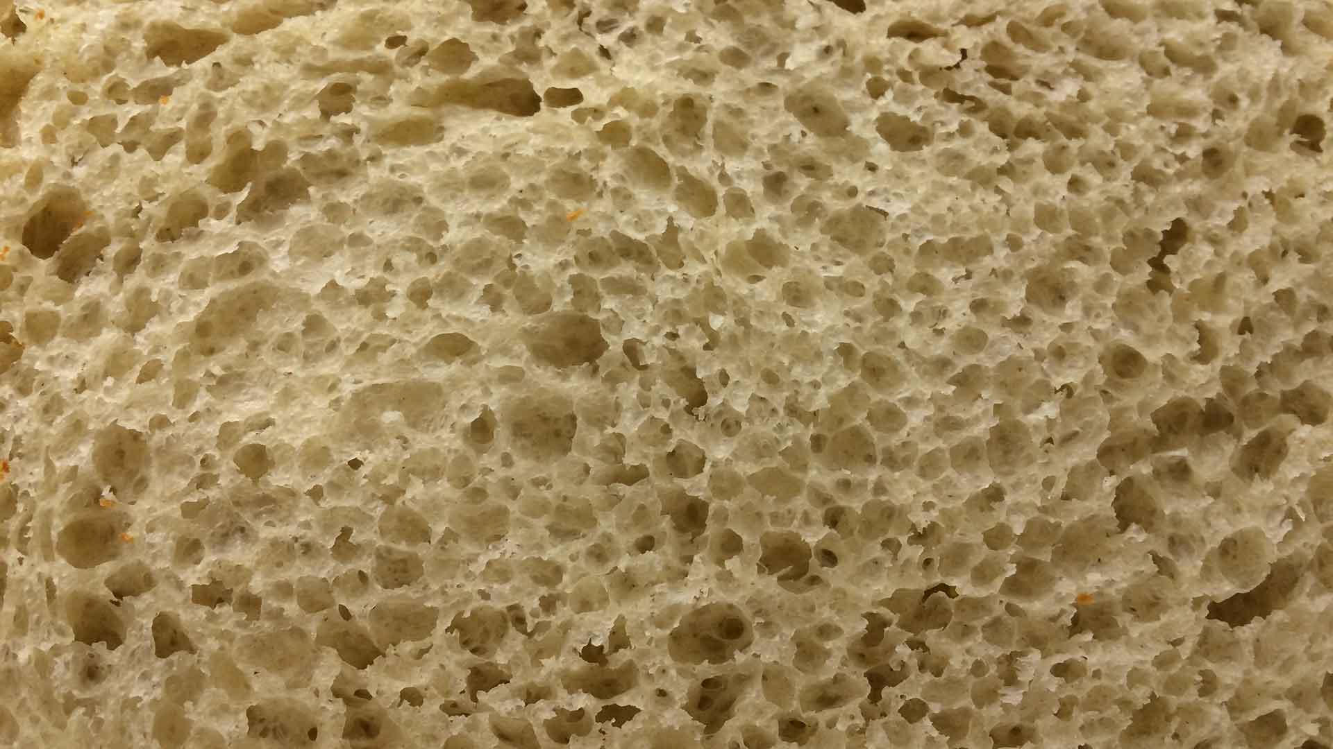 Close up image of bread showing the texture