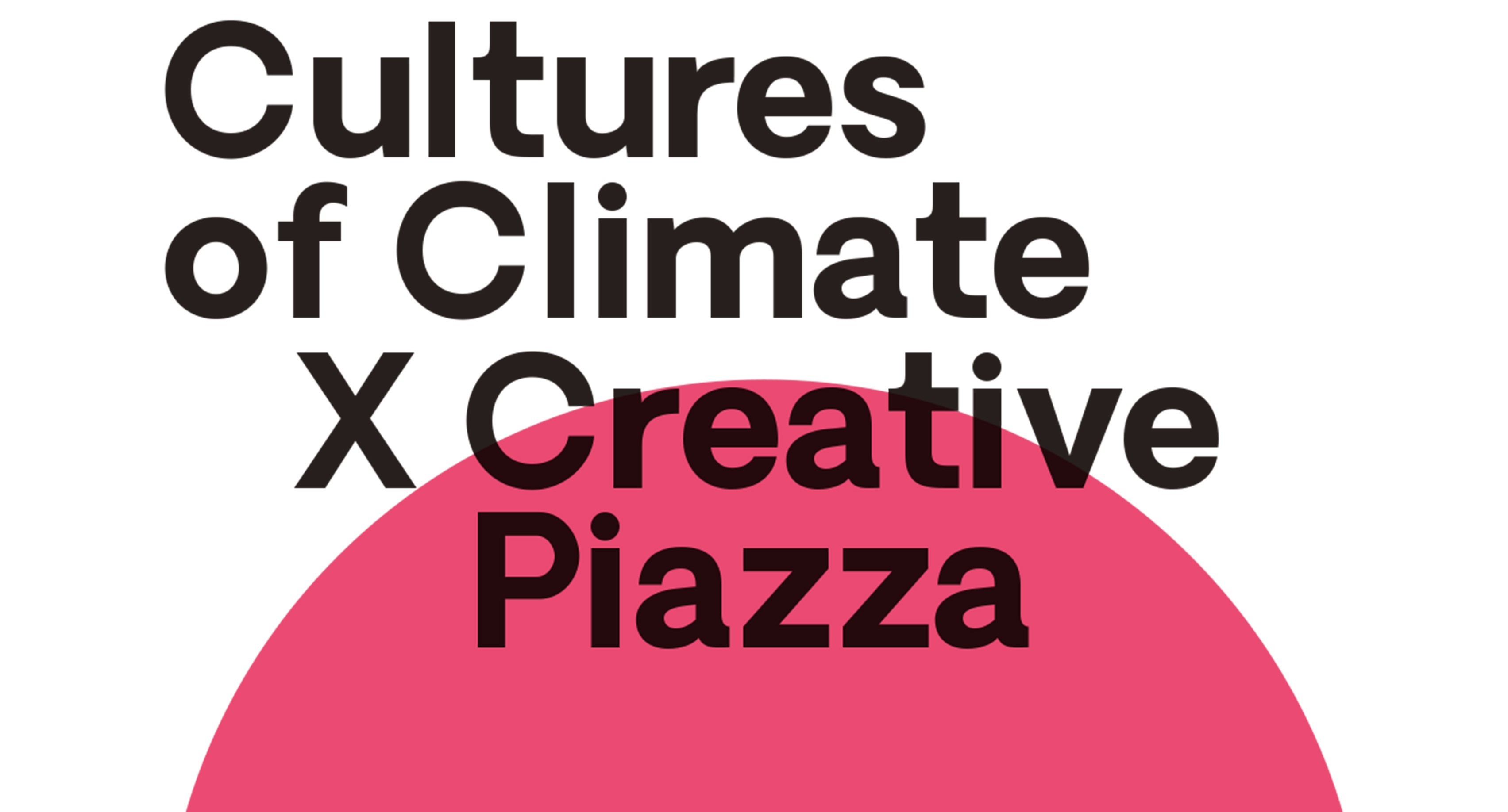 Pink half circle with black text