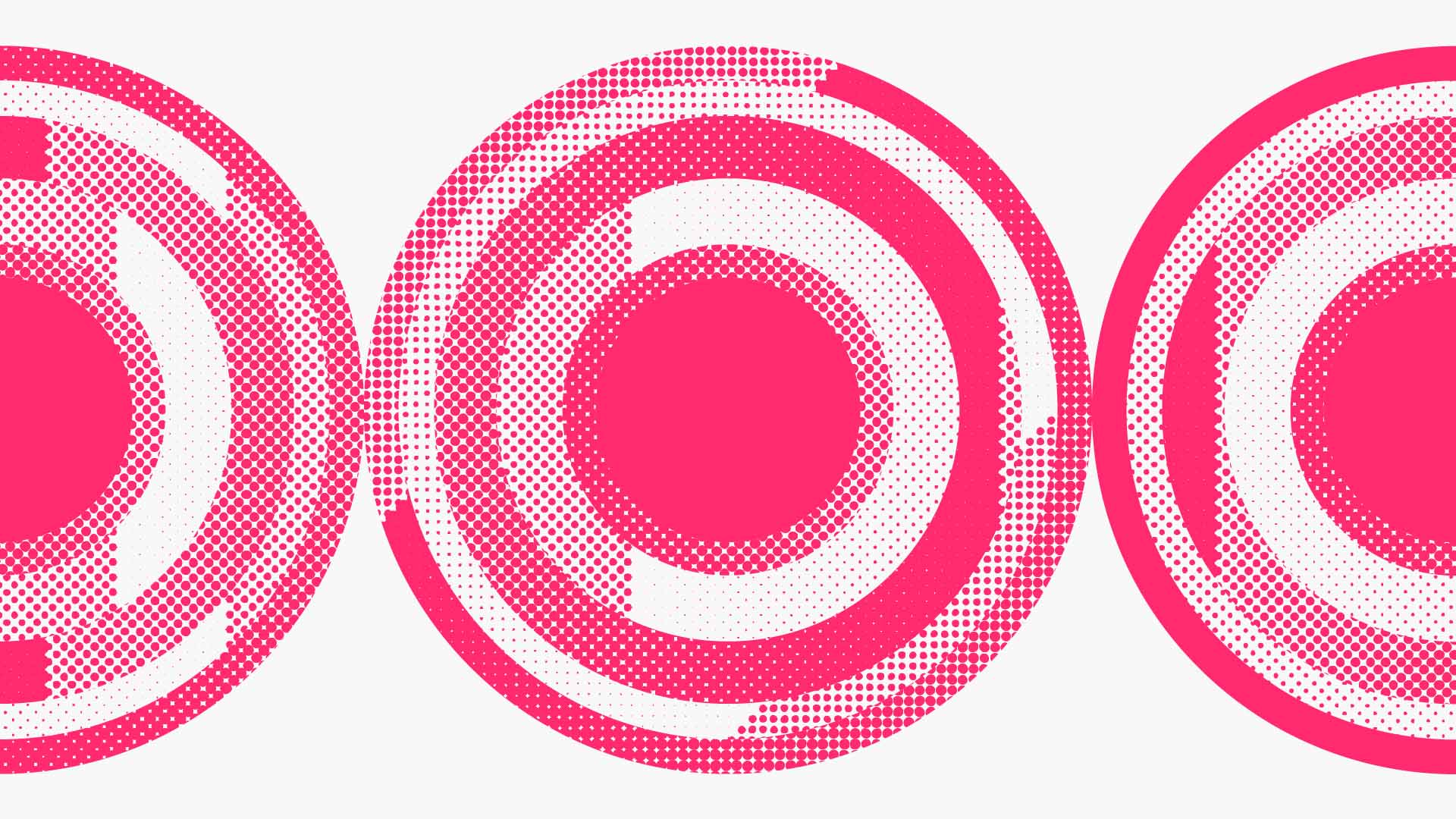 Three pink circles containing a dotted circle and a solid circle in the centre