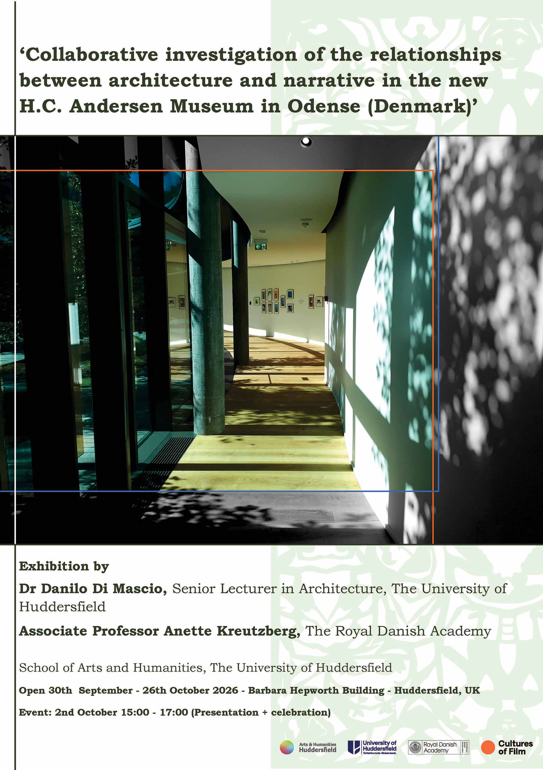 An image of a museum corridor with pictures on the wall and text about the exhibition
