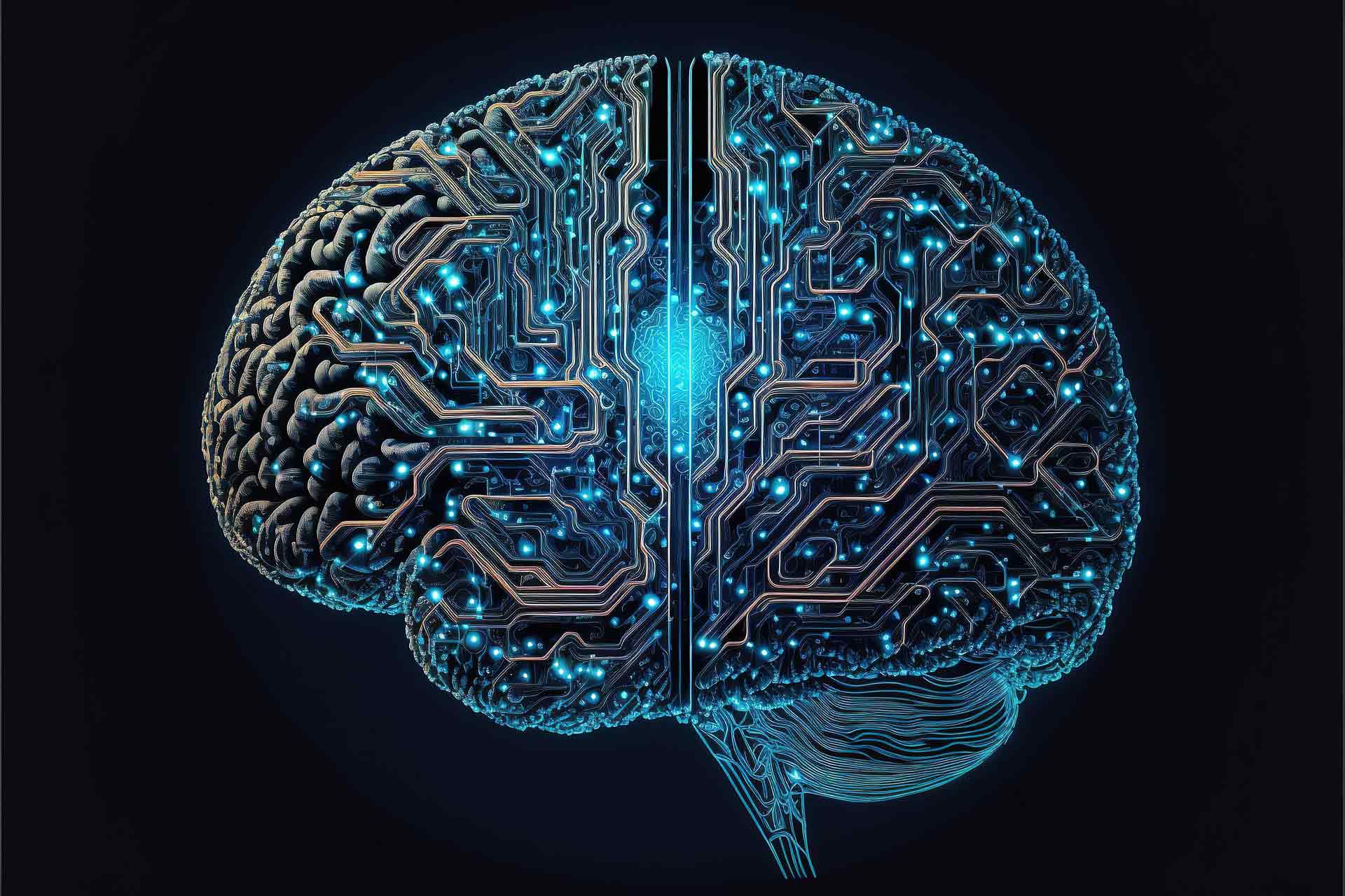 Graphic style image of a circuit wired brain