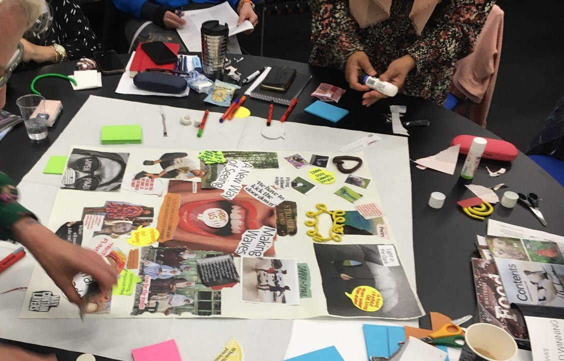 A group of young people working on a project together at a table