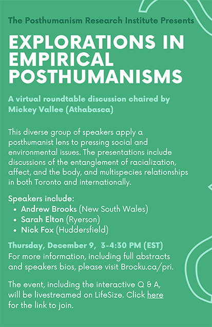 Poster for Empirical Posthumanism event held in December 2021
