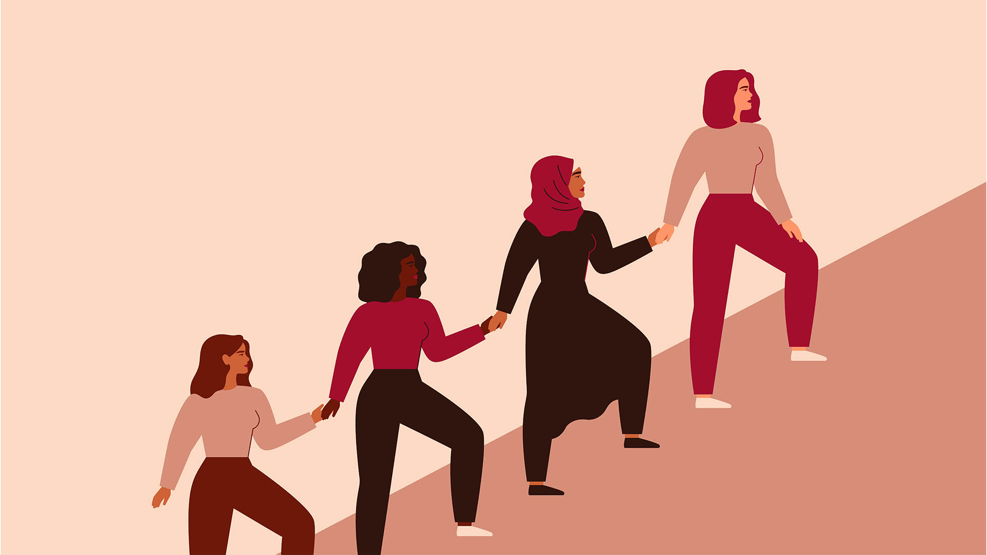 A graphic of some women supporting each other