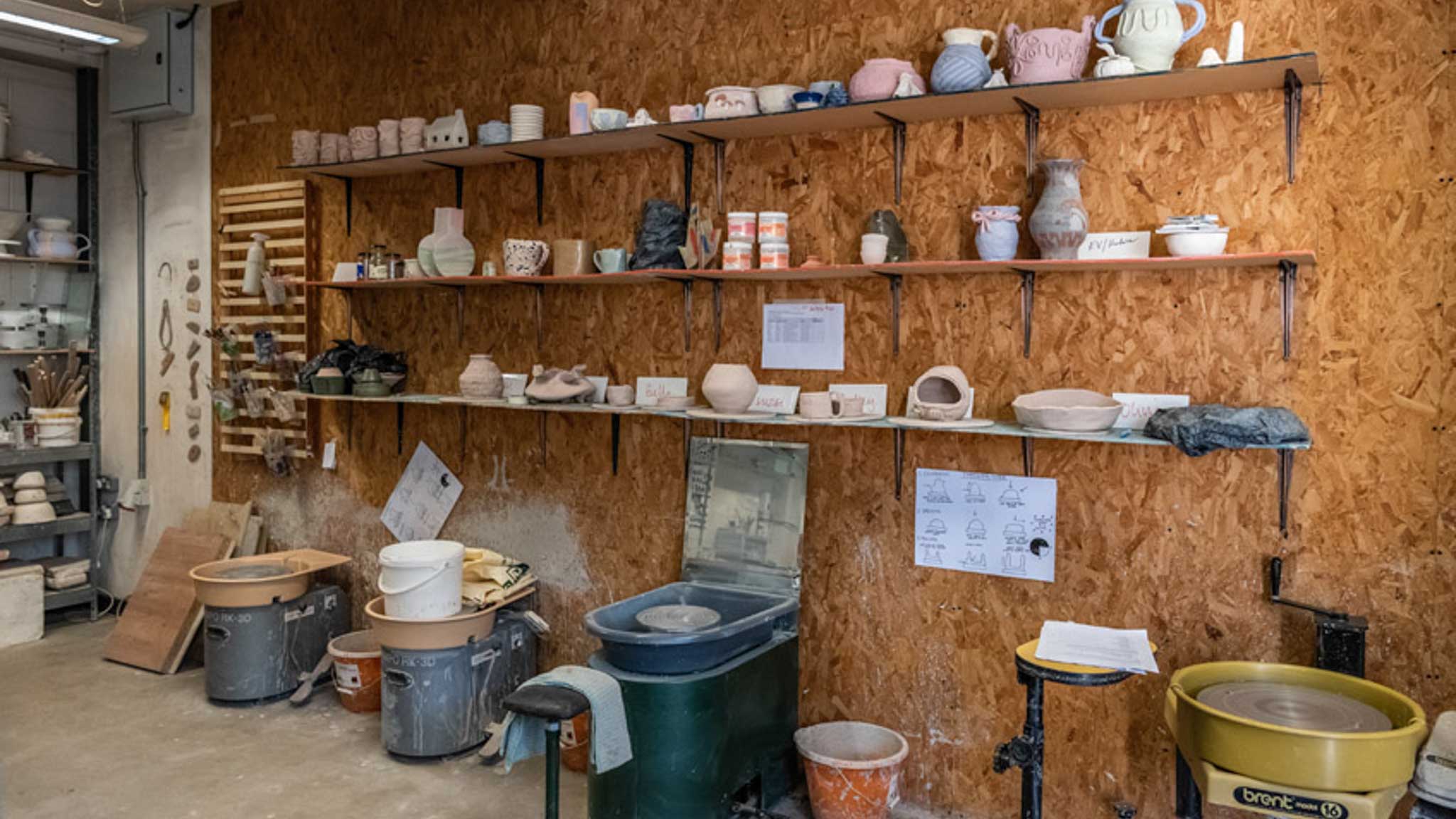 pottery on a shelf