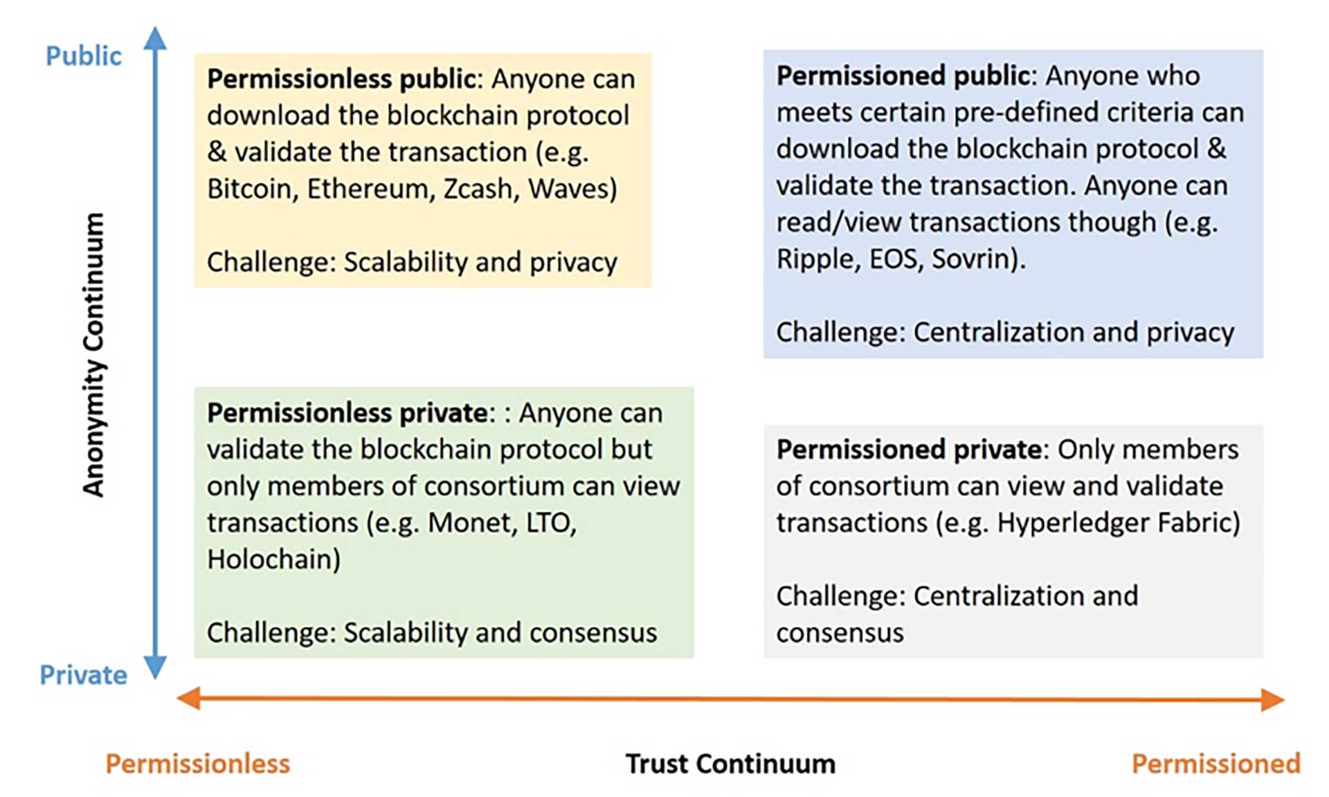Diagram explaining blockchain types