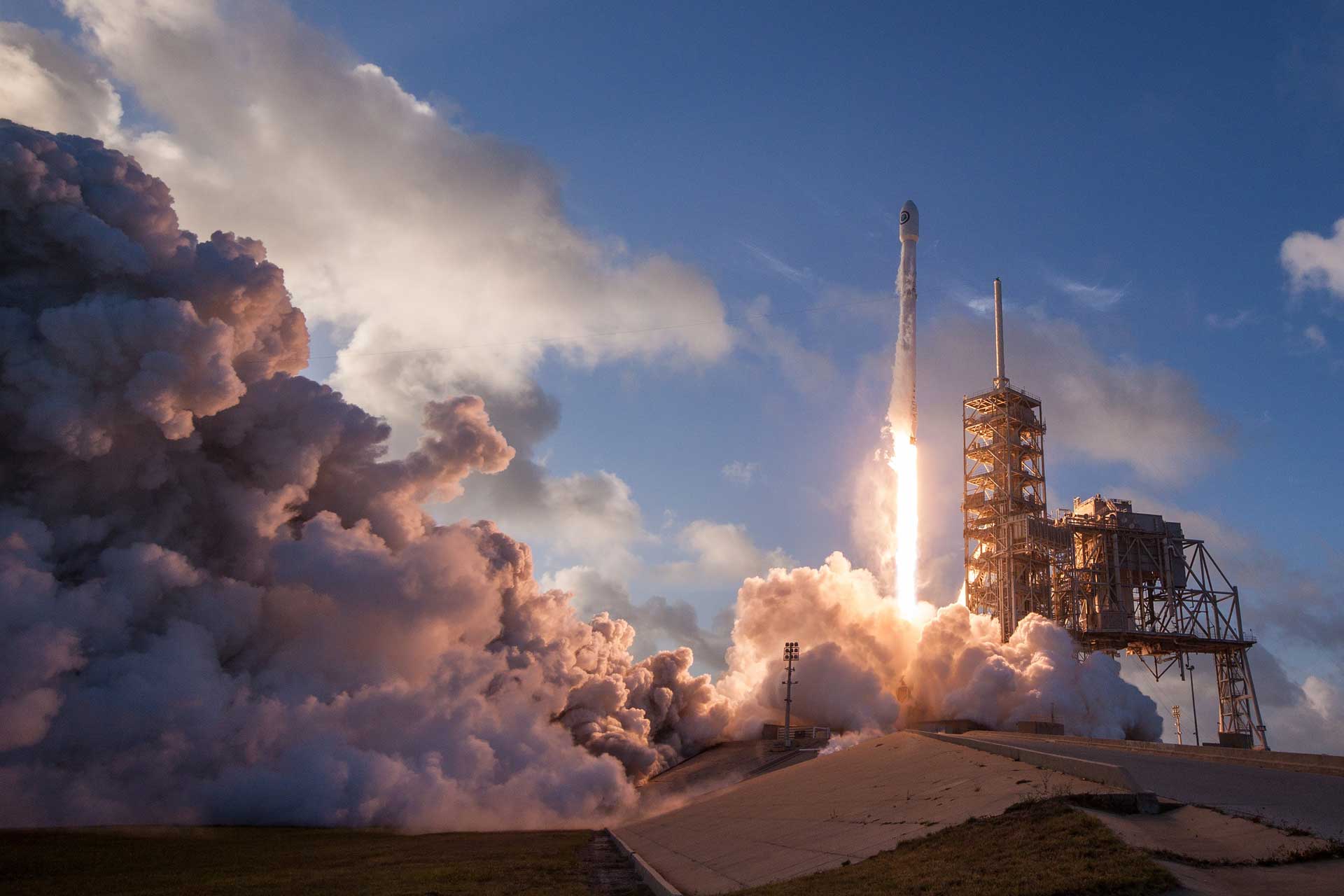 Rocket setting off with lots of smoke