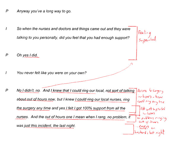 Example 1 - Transcript and initial coding - image 3 of 3